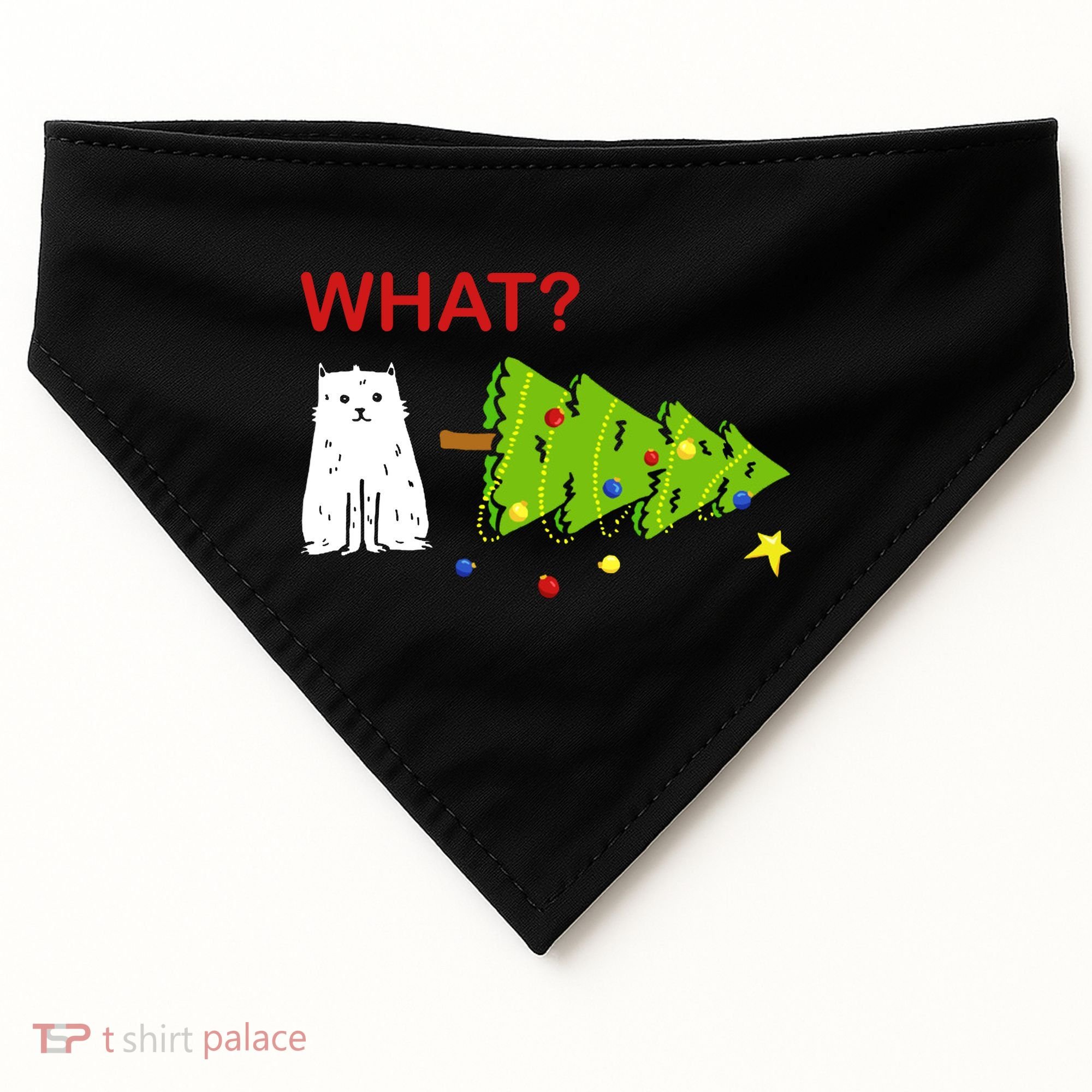 Funny Christmas XMas Cat What? USA-Made Doggie Bandana