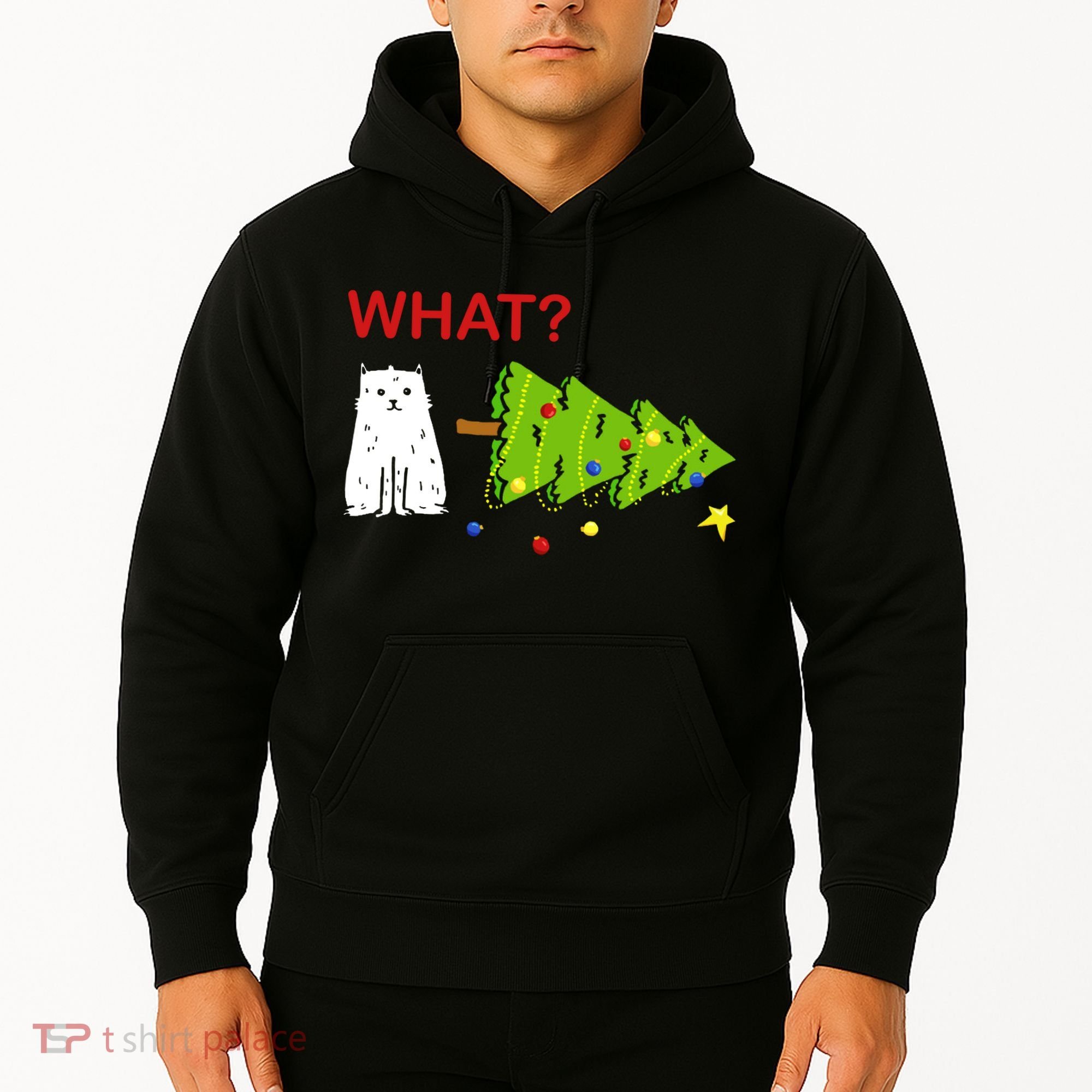 Funny Christmas XMas Cat What? Hoodie