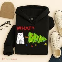 Funny Christmas XMas Cat What? Hoodie thumb 4