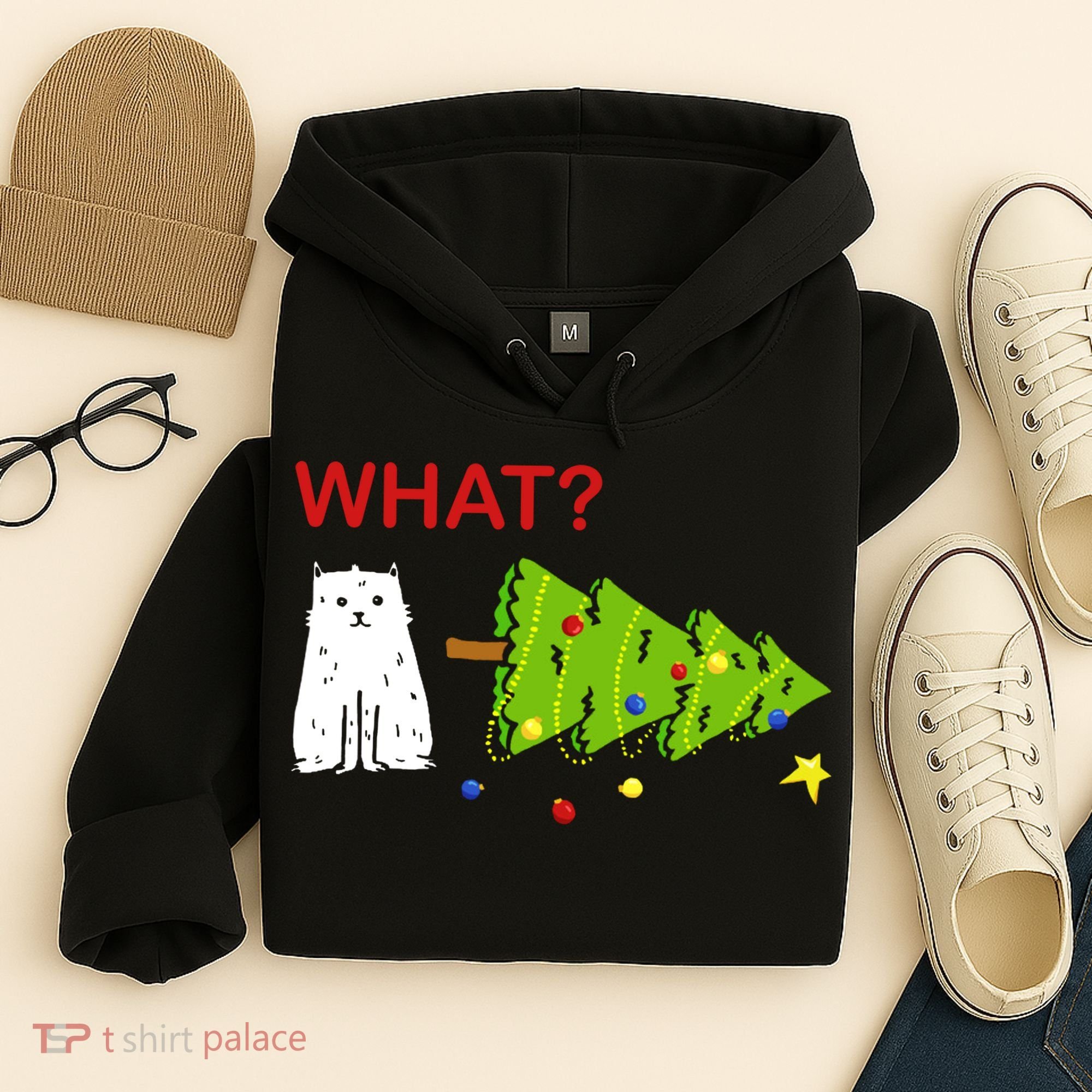 Funny Christmas XMas Cat What? Hoodie