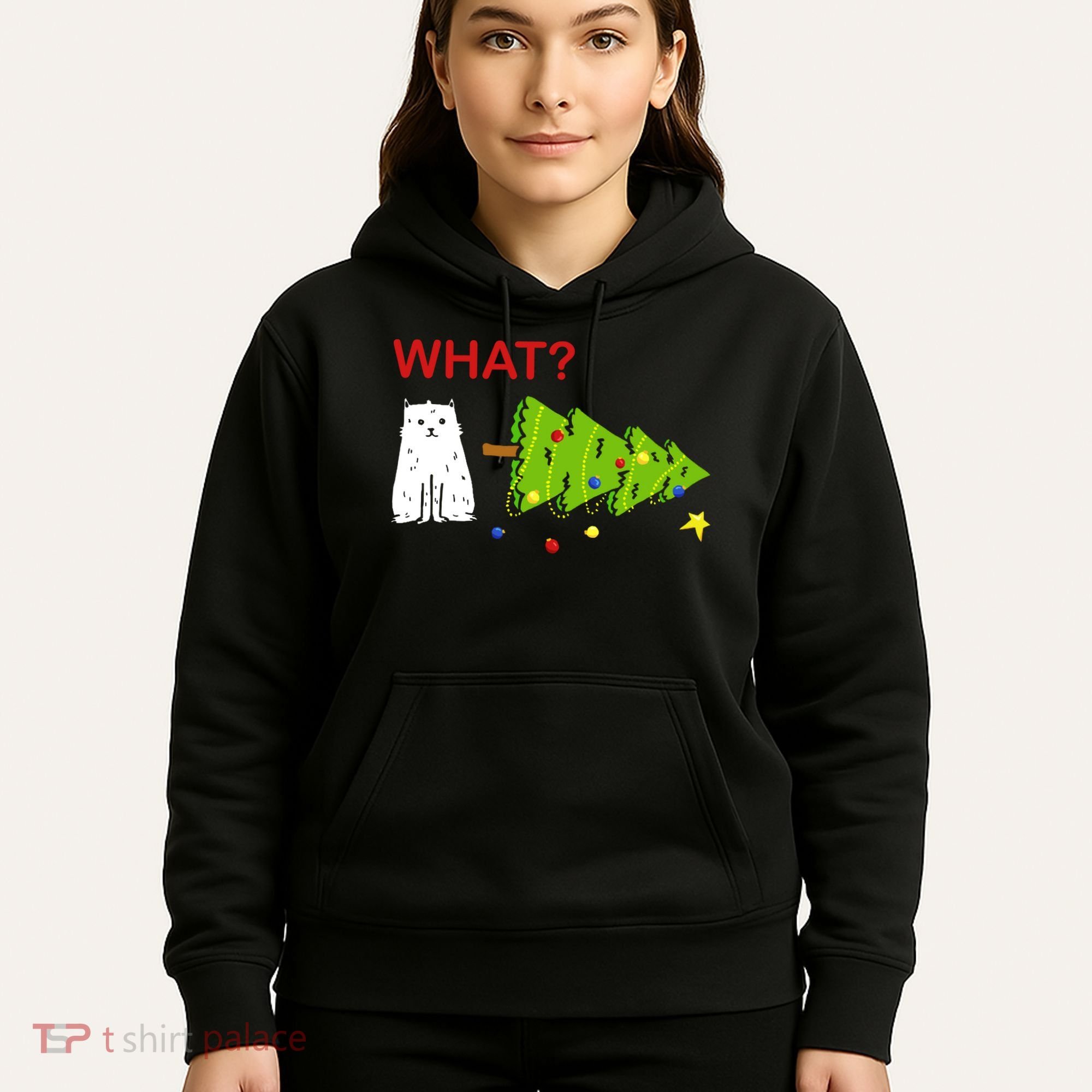 Funny Christmas XMas Cat What? Hoodie