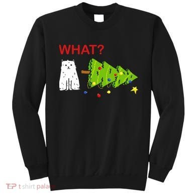 Funny Christmas XMas Cat What? Sweatshirt