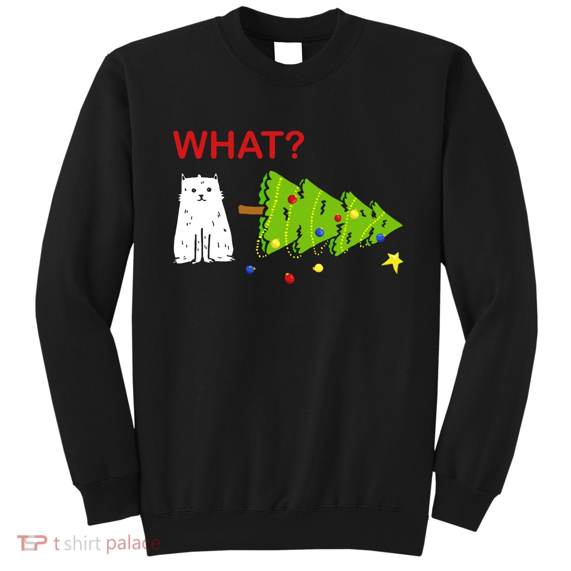 Funny Christmas XMas Cat What? Sweatshirt