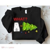Funny Christmas XMas Cat What? Sweatshirt thumb 2
