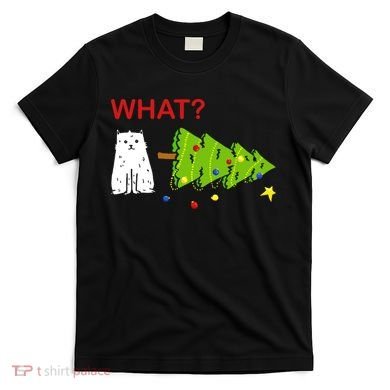 Funny Christmas XMas Cat What? T-Shirt
