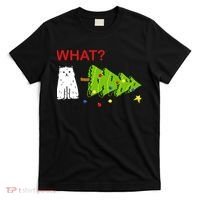 Funny Christmas XMas Cat What? T-Shirt thumb 0