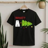 Funny Christmas XMas Cat What? T-Shirt thumb 2