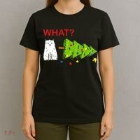 Funny Christmas XMas Cat What? T-Shirt thumb 4