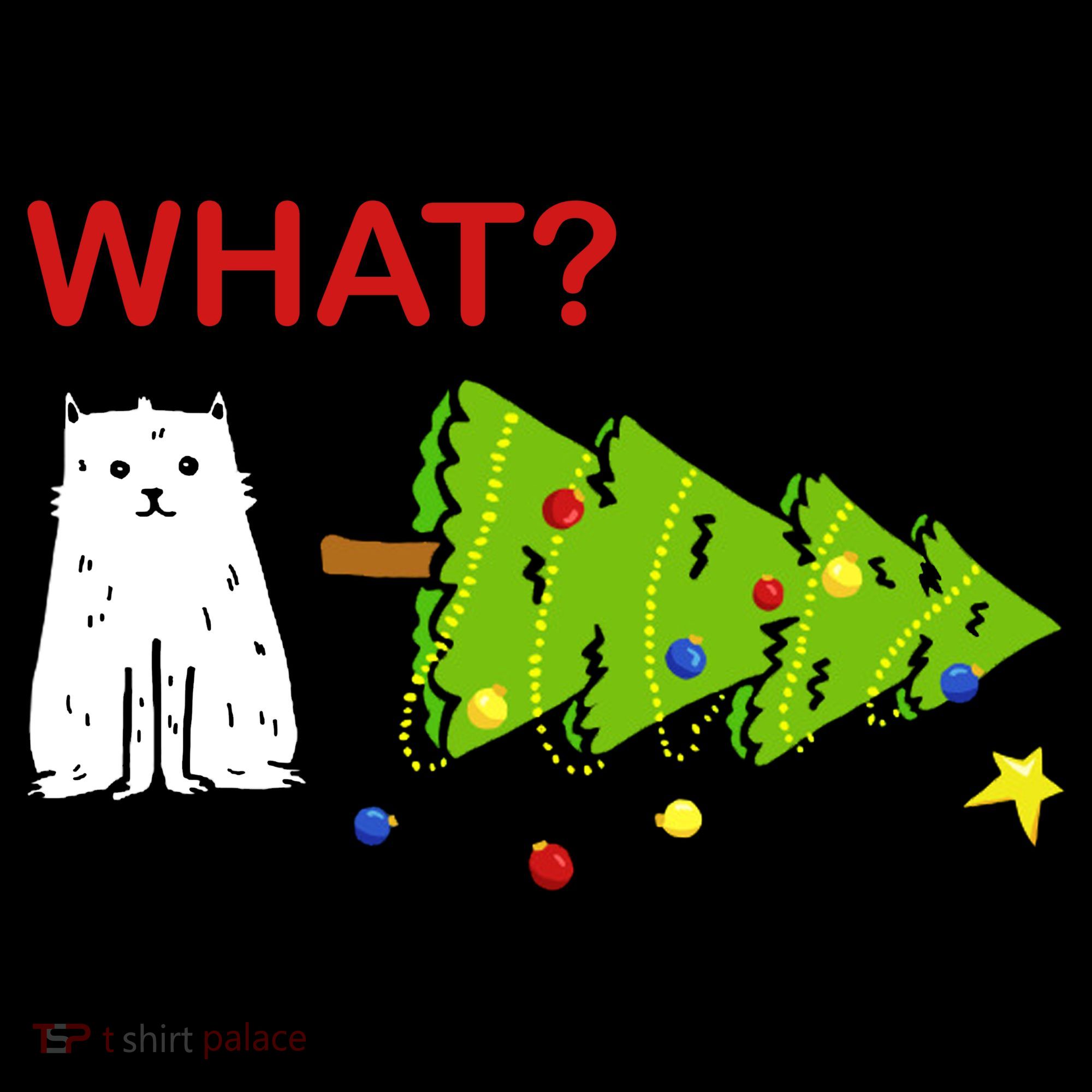 Funny Christmas XMas Cat What? T-Shirt