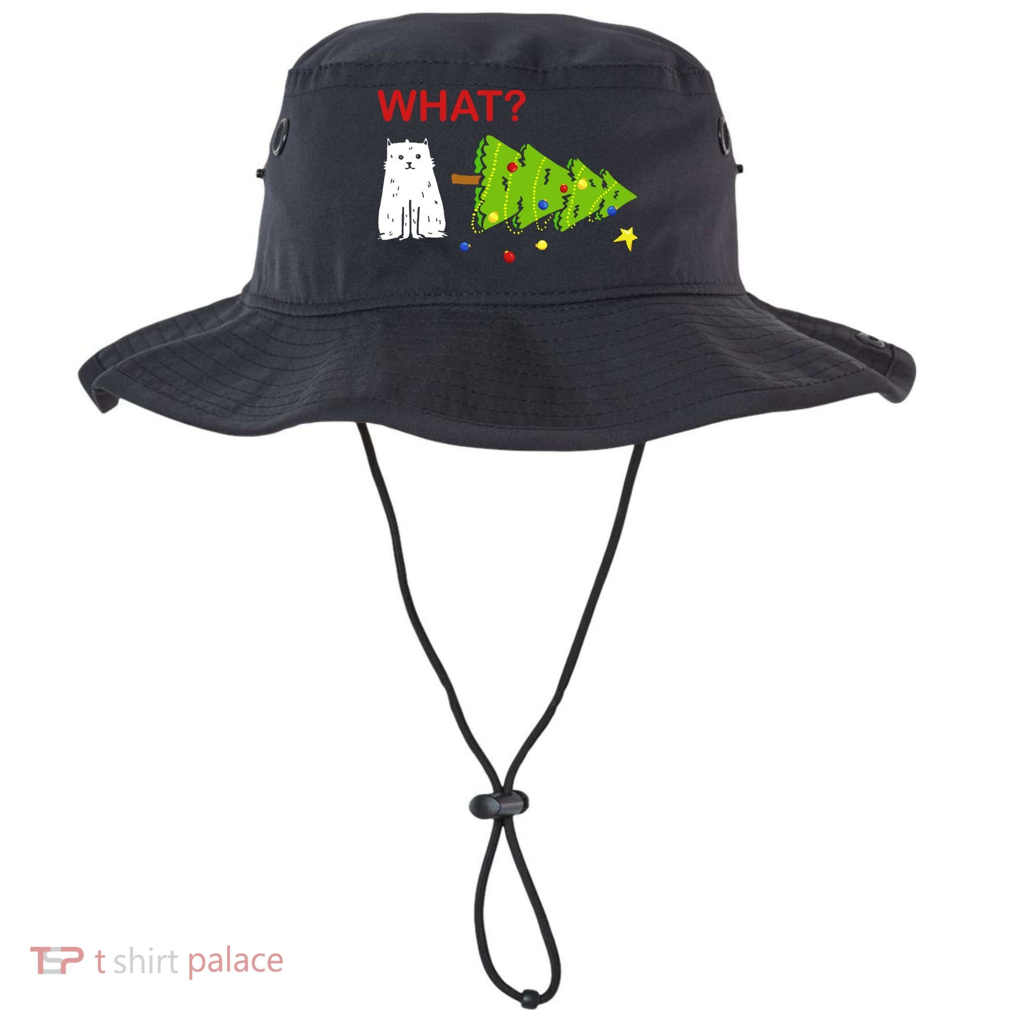 Funny Christmas XMas Cat What? Bucket Hat
