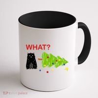 Funny Christmas XMas Cat What? Coffee Mug thumb 1