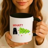 Funny Christmas XMas Cat What? Coffee Mug thumb 3