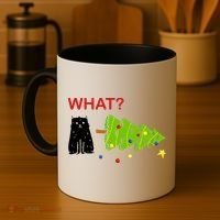 Funny Christmas XMas Cat What? Coffee Mug thumb 4