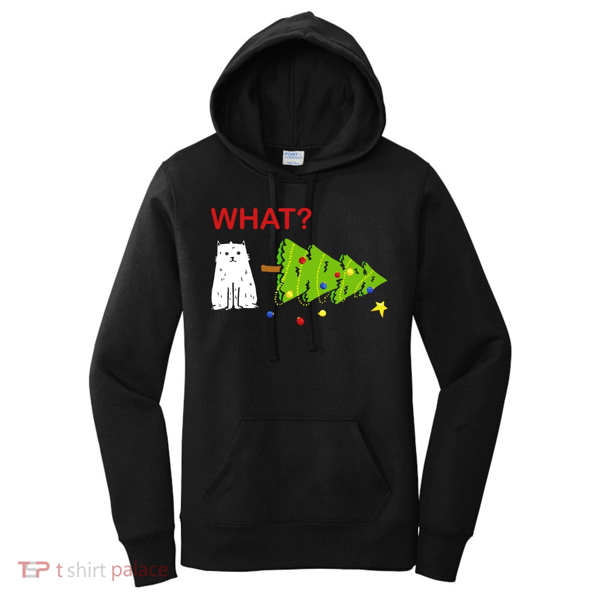 Funny Christmas XMas Cat What? Women's Hoodie