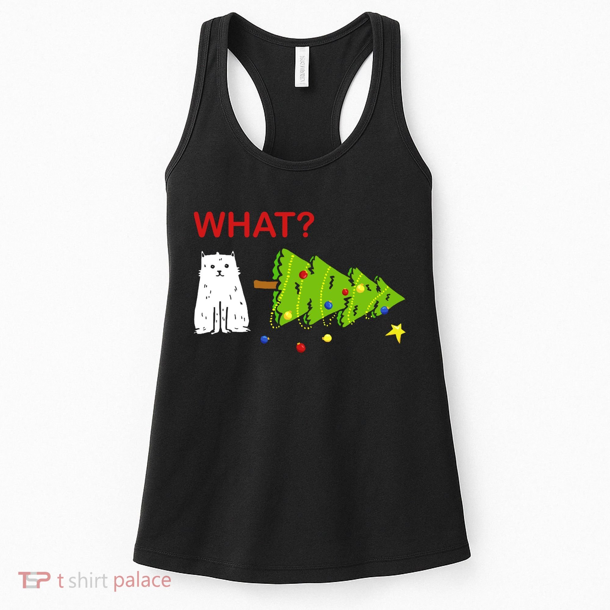 Funny Christmas XMas Cat What? Women's Tank Top