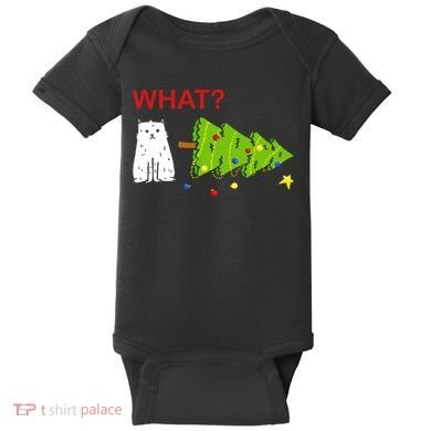 Funny Christmas XMas Cat What? Baby Bodysuit