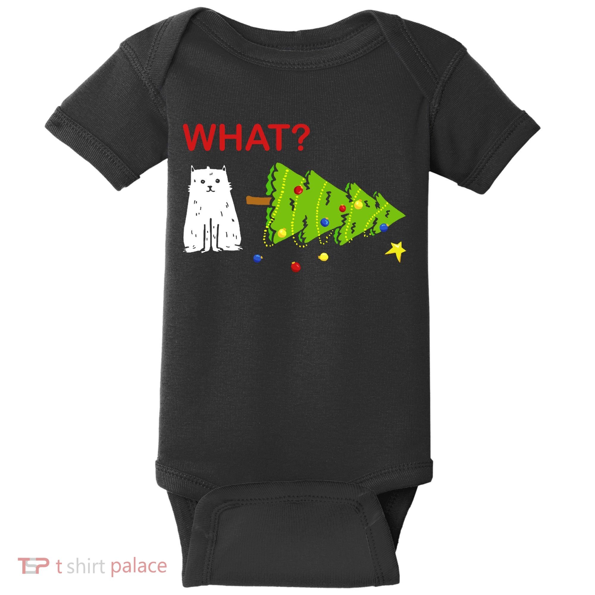 Funny Christmas XMas Cat What? Baby Bodysuit