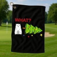 Funny Christmas XMas Cat What? Golf Towel thumb 1