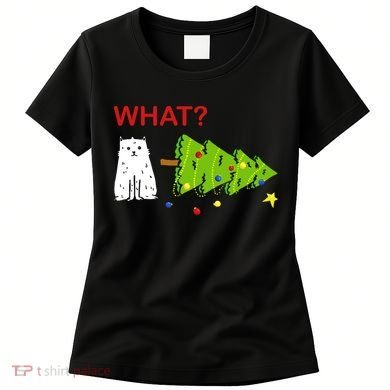 Funny Christmas XMas Cat What? Women's T-Shirt