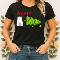 Funny Christmas XMas Cat What? Women's T-Shirt thumb 2