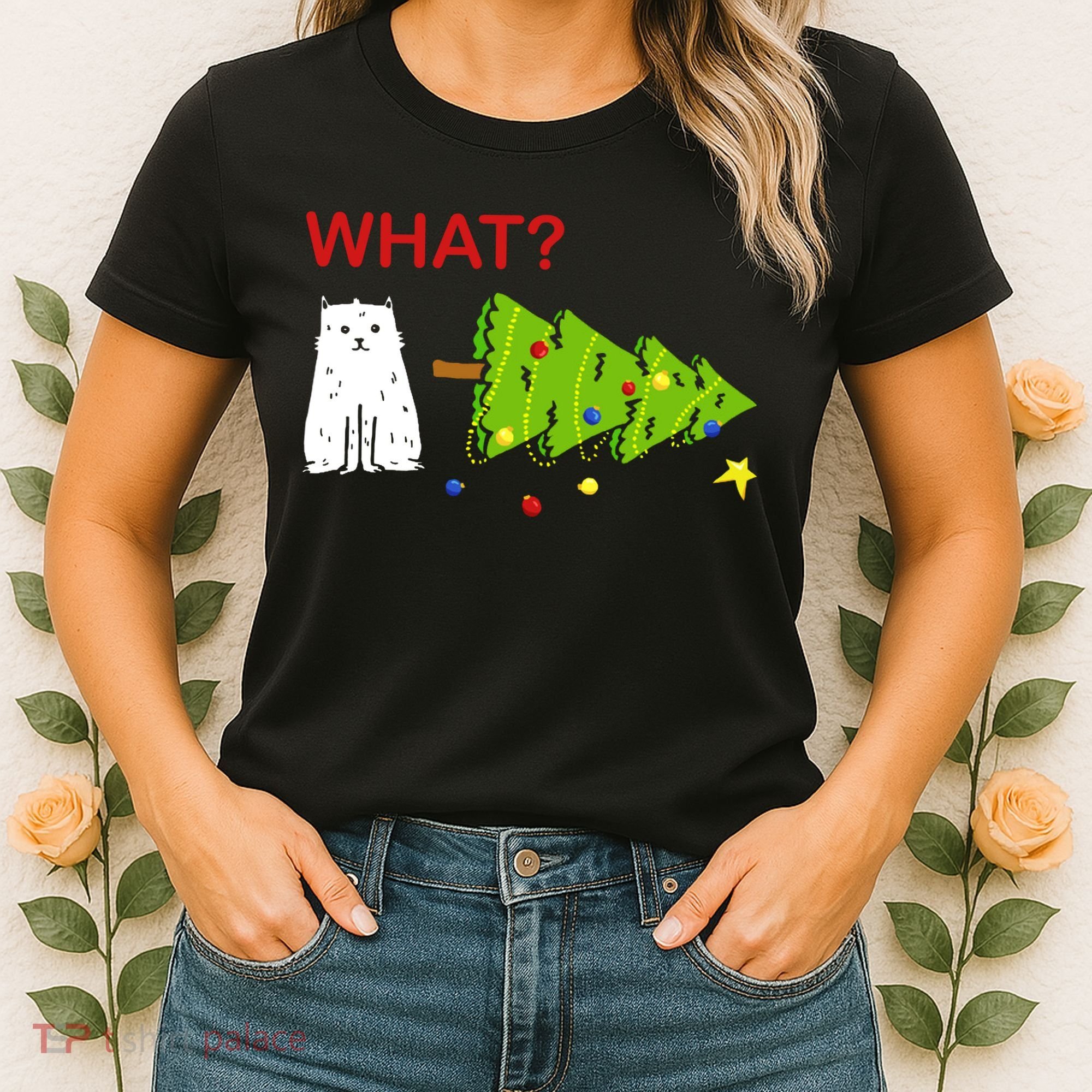 Funny Christmas XMas Cat What? Women's T-Shirt
