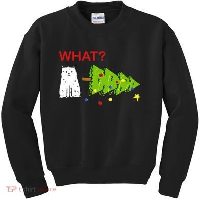 Funny Christmas XMas Cat What? Kids Sweatshirt