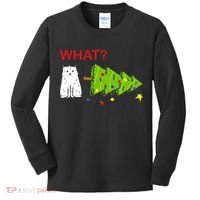 Funny Christmas XMas Cat What? Kids Long Sleeve Shirt thumb 0