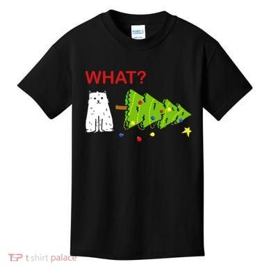 Funny Christmas XMas Cat What? Kids T-Shirt