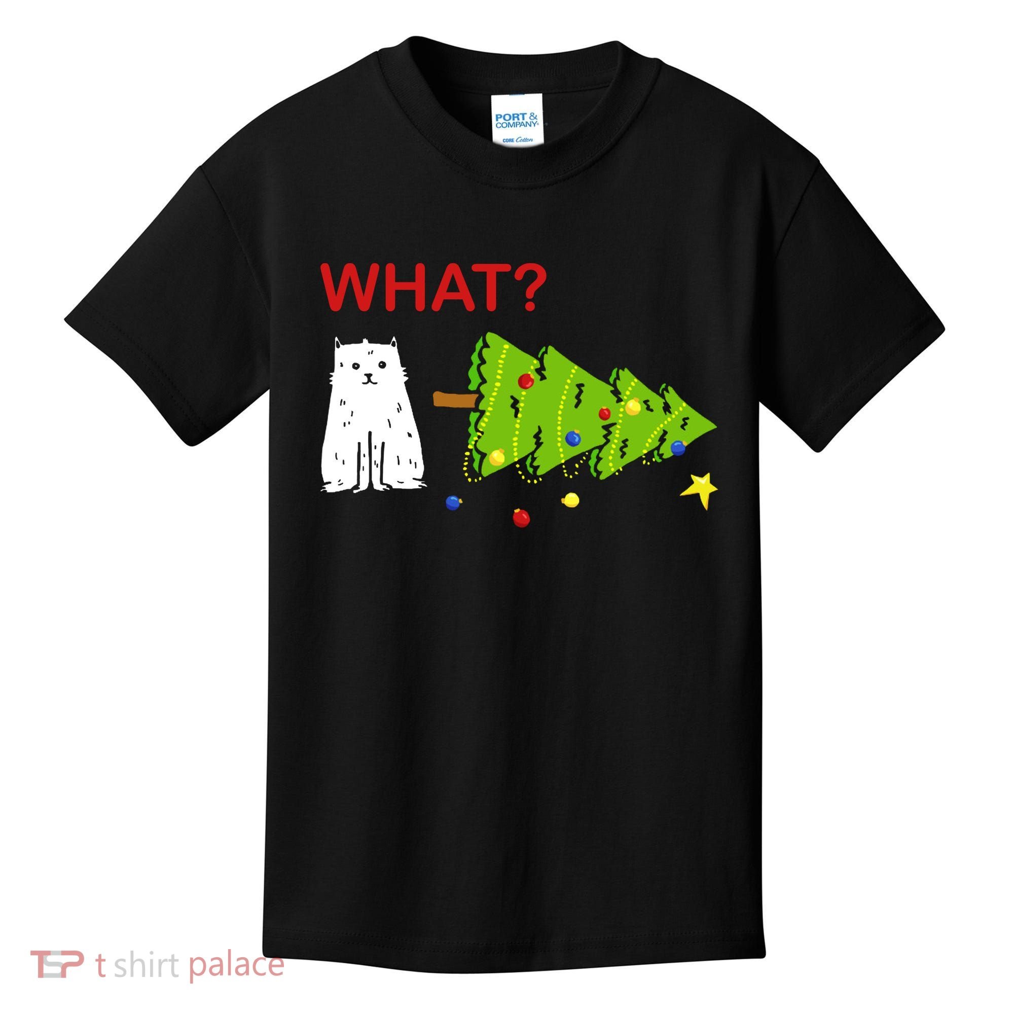 Funny Christmas XMas Cat What? Kids T-Shirt