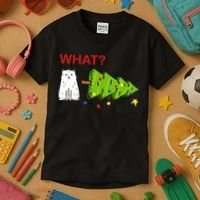 Funny Christmas XMas Cat What? Kids T-Shirt thumb 3