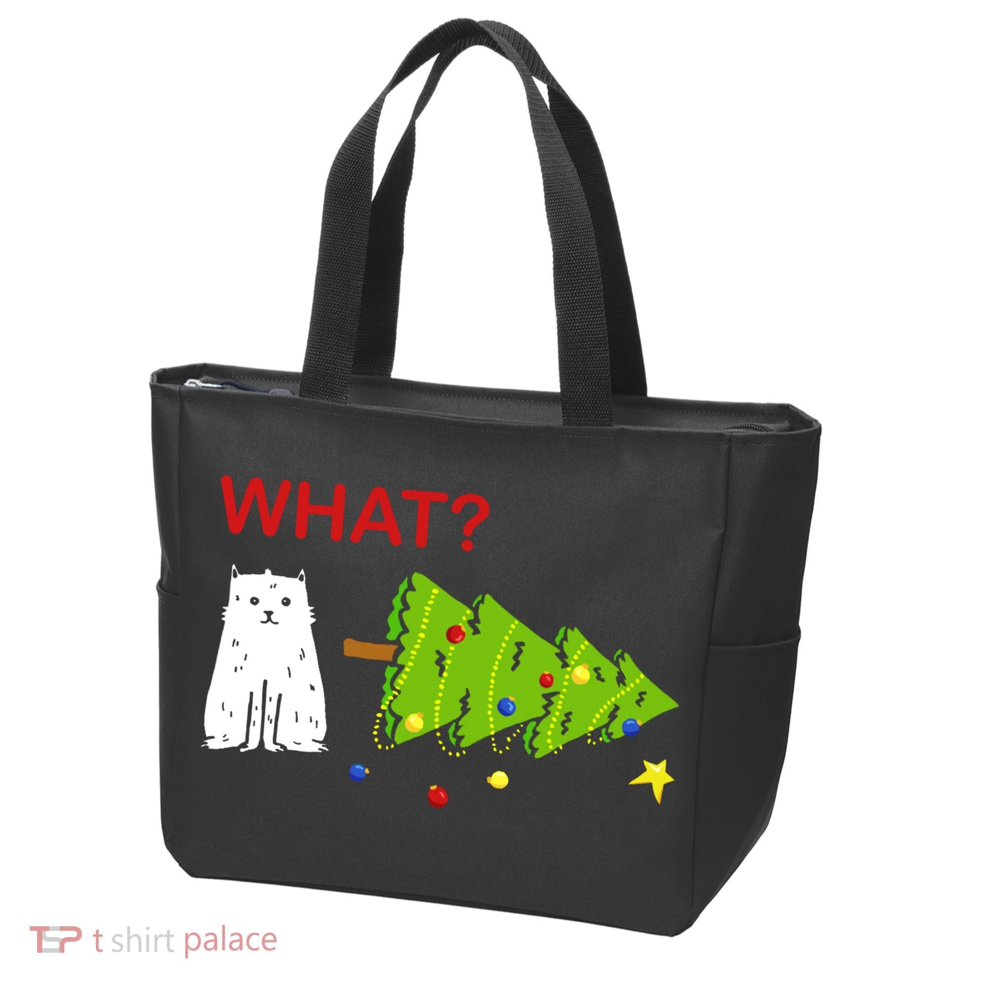 Funny Christmas XMas Cat What? Tote Bag