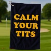 Funny Calm Your Tits Golf Towel thumb 1