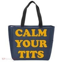 Funny Calm Your Tits Tote Bag thumb 0