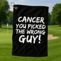 Funny Cancer You Picked The Wrong Guy Fighter Survivor Gift Golf Towel thumb 1