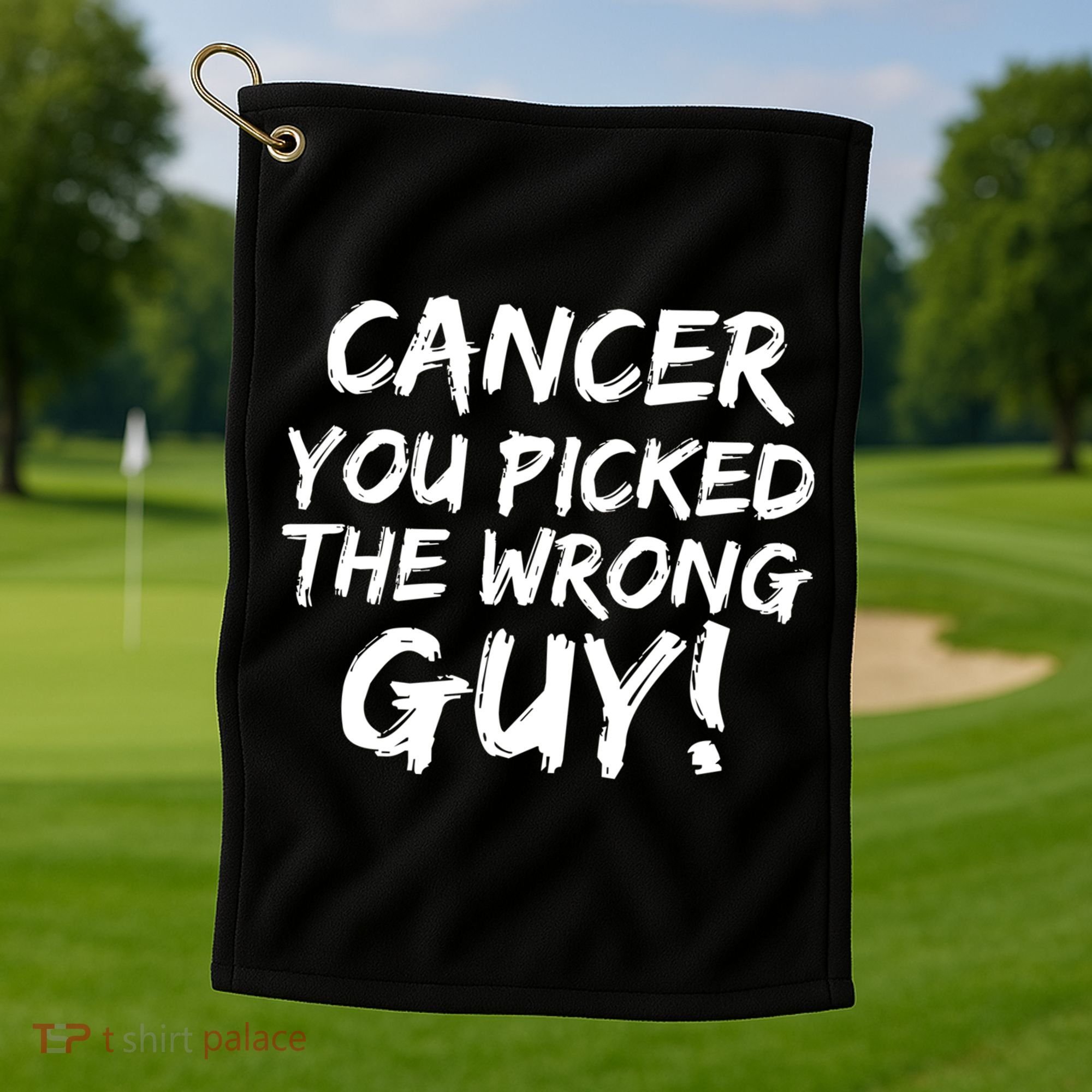 Funny Cancer You Picked The Wrong Guy Fighter Survivor Gift Golf Towel