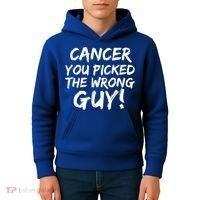Funny Cancer You Picked The Wrong Guy Fighter Survivor Gift Kids Hoodie thumb 4