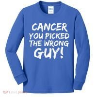 Funny Cancer You Picked The Wrong Guy Fighter Survivor Gift Kids Long Sleeve Shirt thumb 0