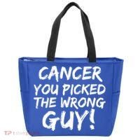 Funny Cancer You Picked The Wrong Guy Fighter Survivor Gift Tote Bag thumb 0