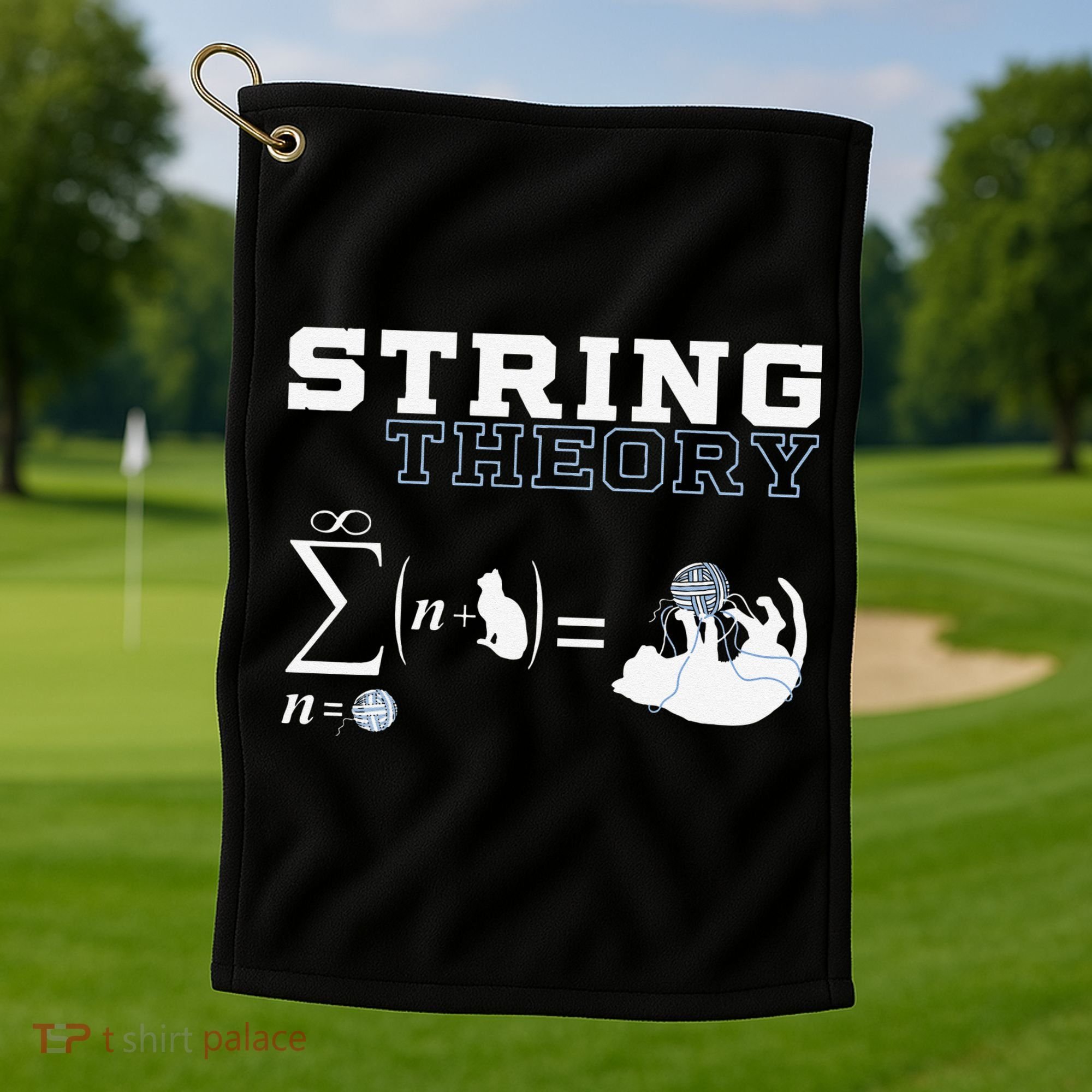 Funny Cat Yarn String Theory Golf Towel