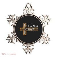 Funny Christian Y'all Need Jesus Graphic Tees Leopard Cross Ornament thumb 0