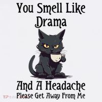 Funny Cat You Smell Like Drama And A Headache T-Shirt thumb 7