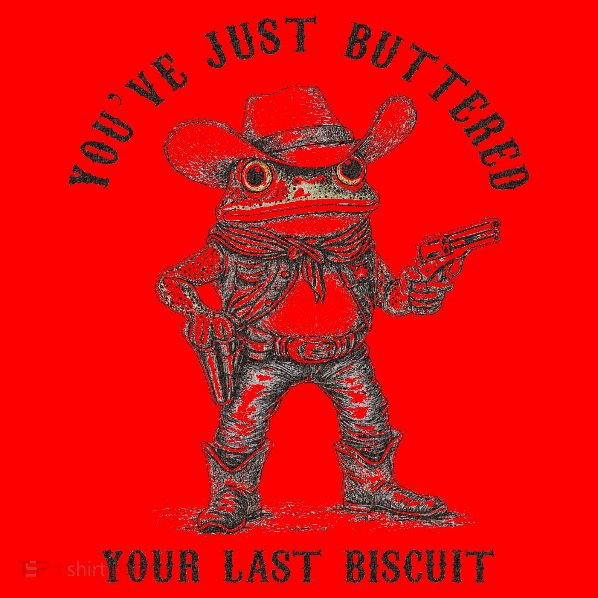 Frog Cowboy You've Just Buttered Your Last Biscuit Funny Santa Hat