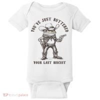 Frog Cowboy You've Just Buttered Your Last Biscuit Funny Baby Bodysuit thumb 0