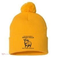 Funny Capybara YouRe Either A Smart Fella Or A Fart Smella Pom Pom 12in Knit Beanie thumb 0