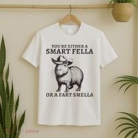 Funny Capybara YouRe Either A Smart Fella Or A Fart Smella T-Shirt thumb 2