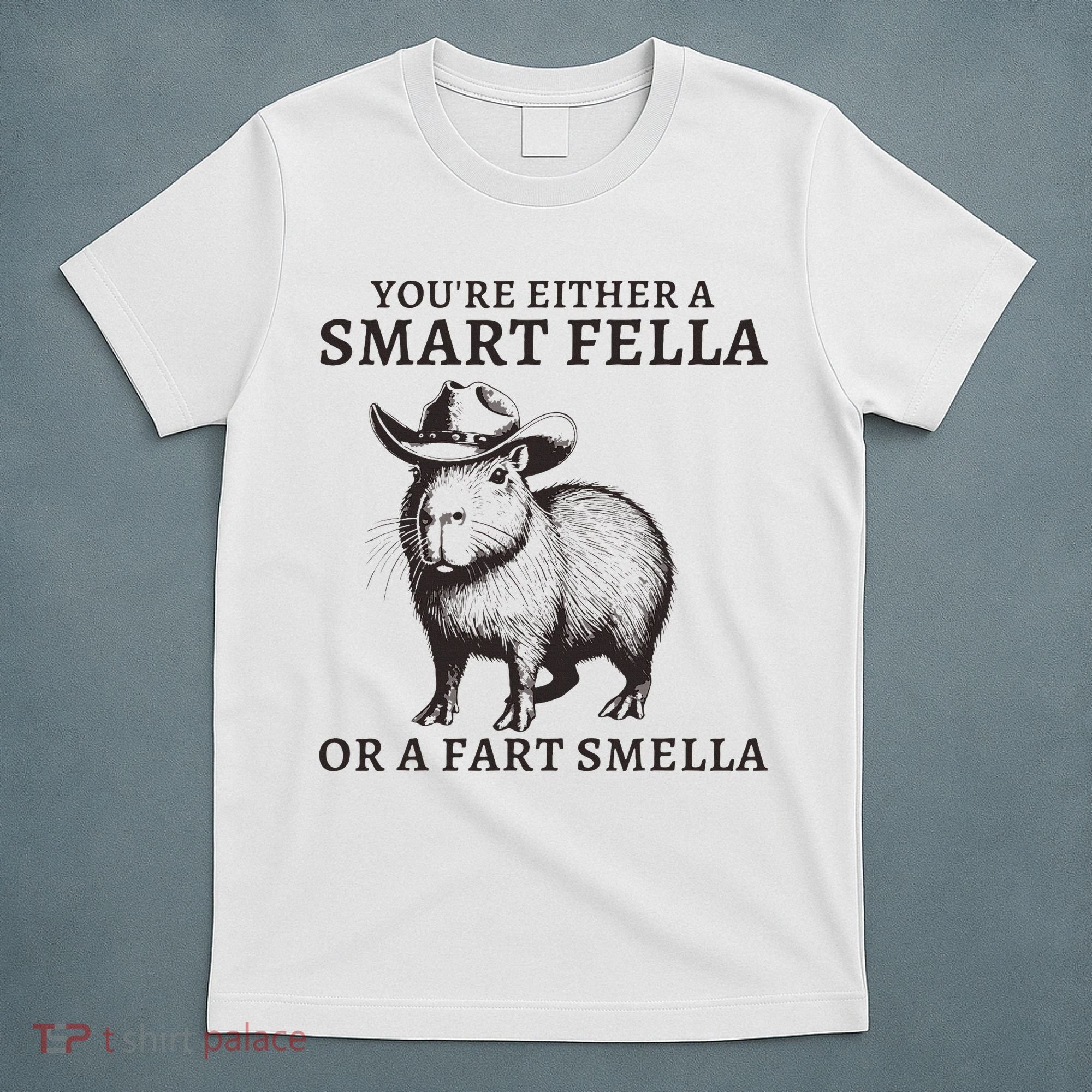 Funny Capybara YouRe Either A Smart Fella Or A Fart Smella T-Shirt