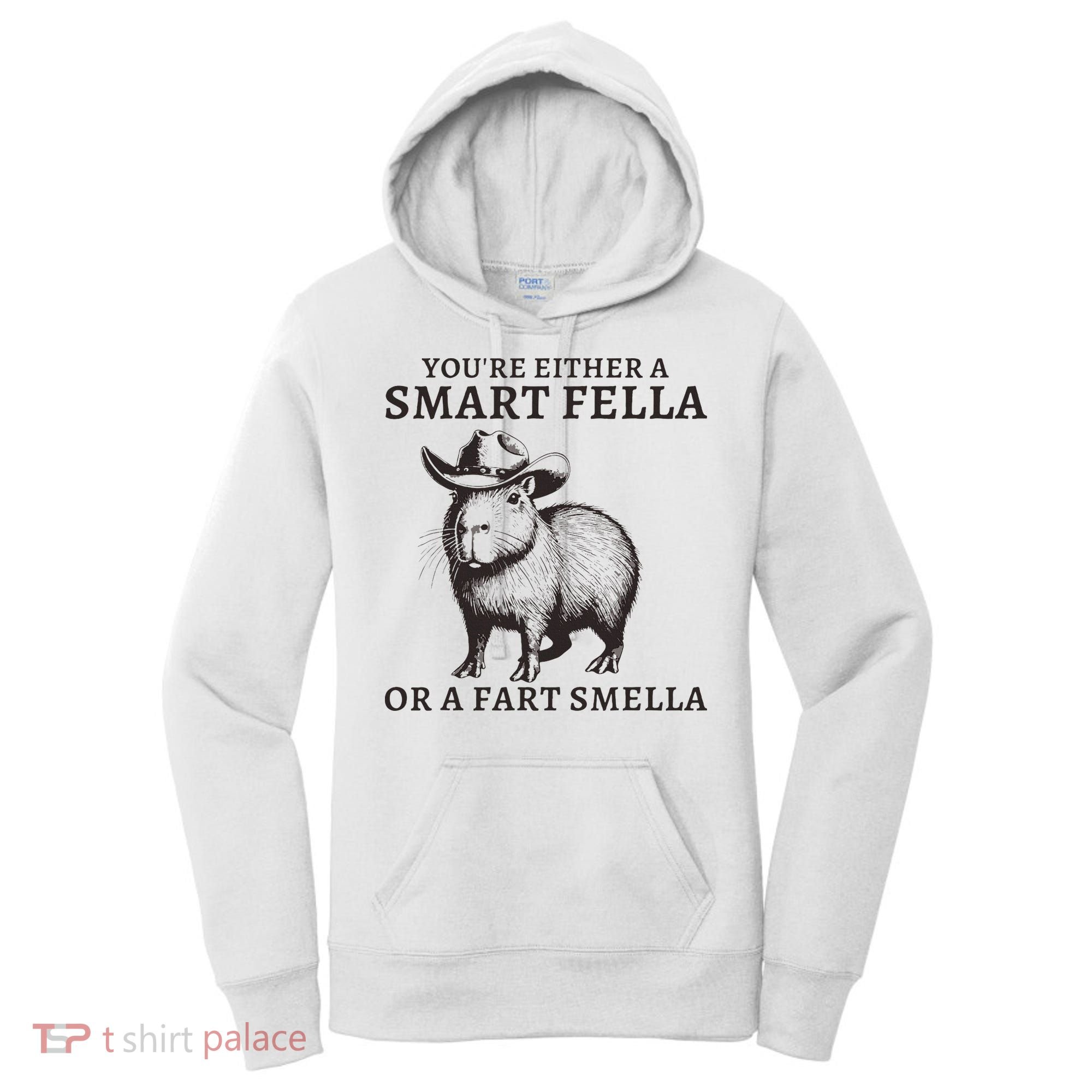 Funny Capybara YouRe Either A Smart Fella Or A Fart Smella Women's Hoodie