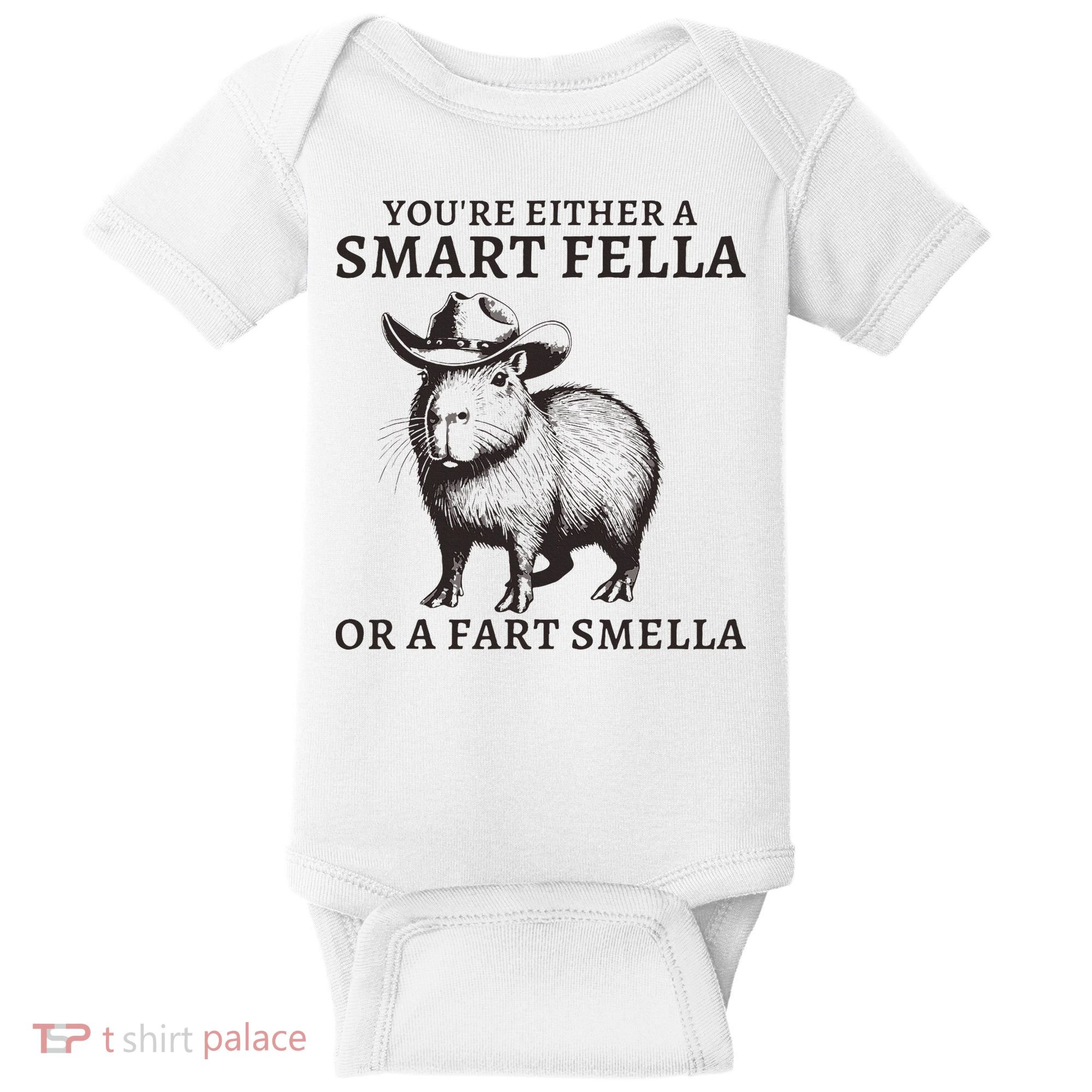 Funny Capybara YouRe Either A Smart Fella Or A Fart Smella Baby Bodysuit