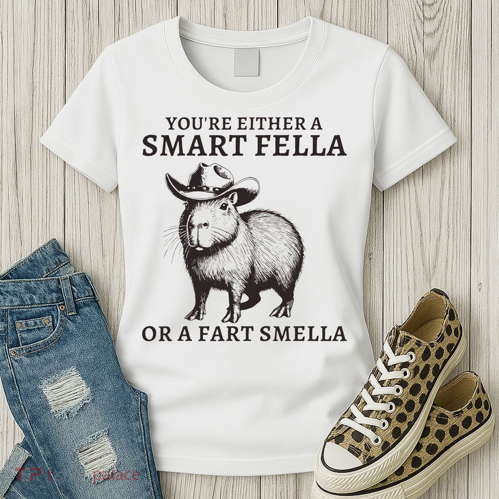 Funny Capybara YouRe Either A Smart Fella Or A Fart Smella Women's T-Shirt