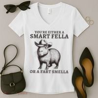 Funny Capybara YouRe Either A Smart Fella Or A Fart Smella Women's V-Neck T-Shirt thumb 2